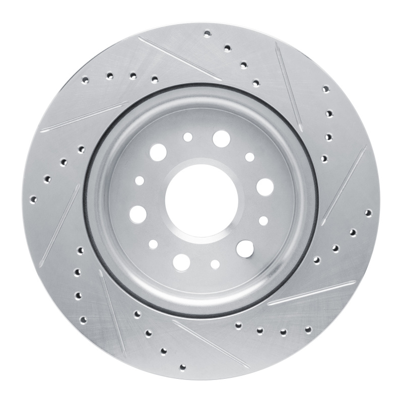Buick Enclave Brake Rotor (1) - Rear Left - R1 Concepts - Drilled & Slotted - Silver - `17-`25
